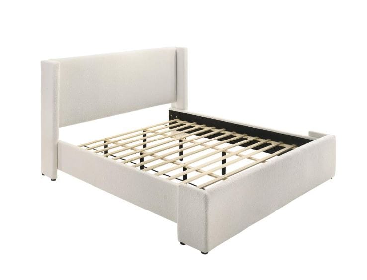 Alamosa Boucle Upholstered Eastern King Platform Bed White
