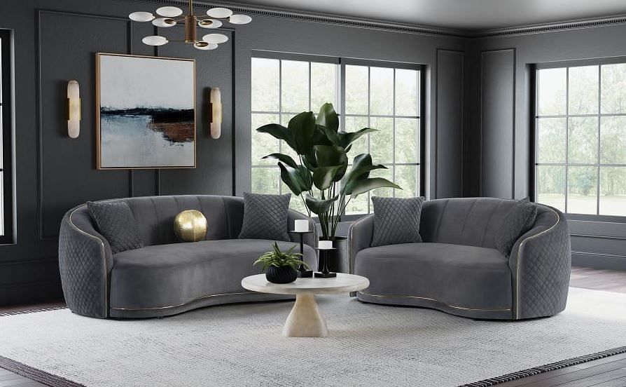 Brookside 2-piece Velvet Upholstered Sofa Set Dark...