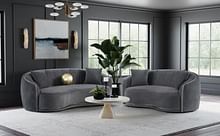 Brookside 2-piece Velvet Upholstered Sofa Set Dark Grey