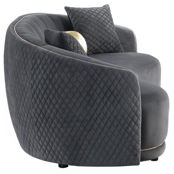 LUXORA 2-PIECE VELVET UPHOLSTERED SOFA SET – DARK GREY