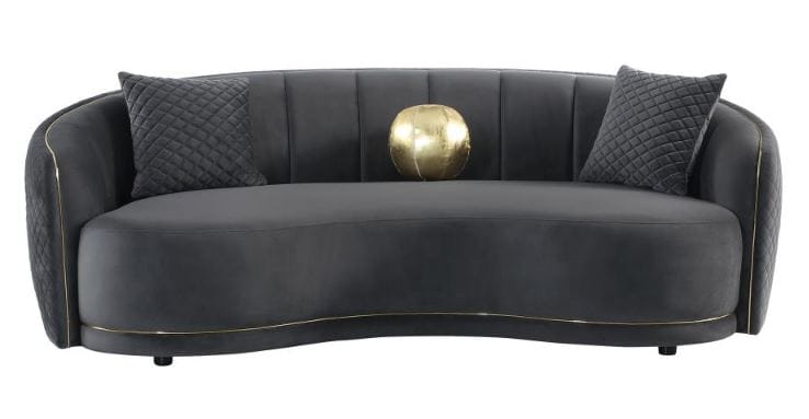 LUXORA 2-PIECE VELVET UPHOLSTERED SOFA SET – DARK GREY