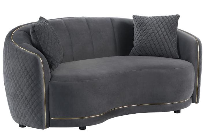 LUXORA 2-PIECE VELVET UPHOLSTERED SOFA SET – DARK GREY