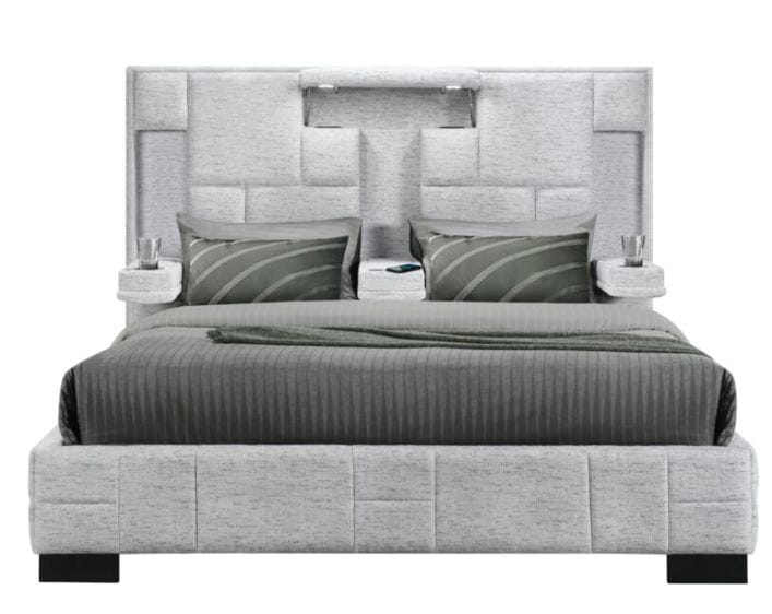 OSCAR GREY QUEEN BED NO WOOD TRIM