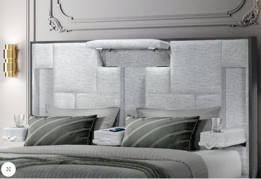 OSCAR GREY QUEEN BED NO WOOD TRIM