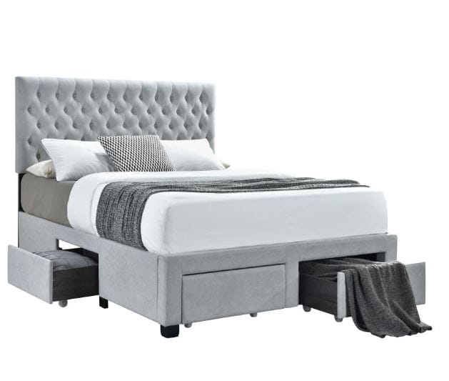 SOLEDAD UPHOLSTERED EASTERN FULL STORAGE BED LIGHT GREY