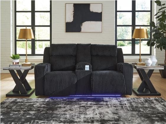 Forest Lake PWR REC Loveseat/CON/ADJ HDRST/BLACK