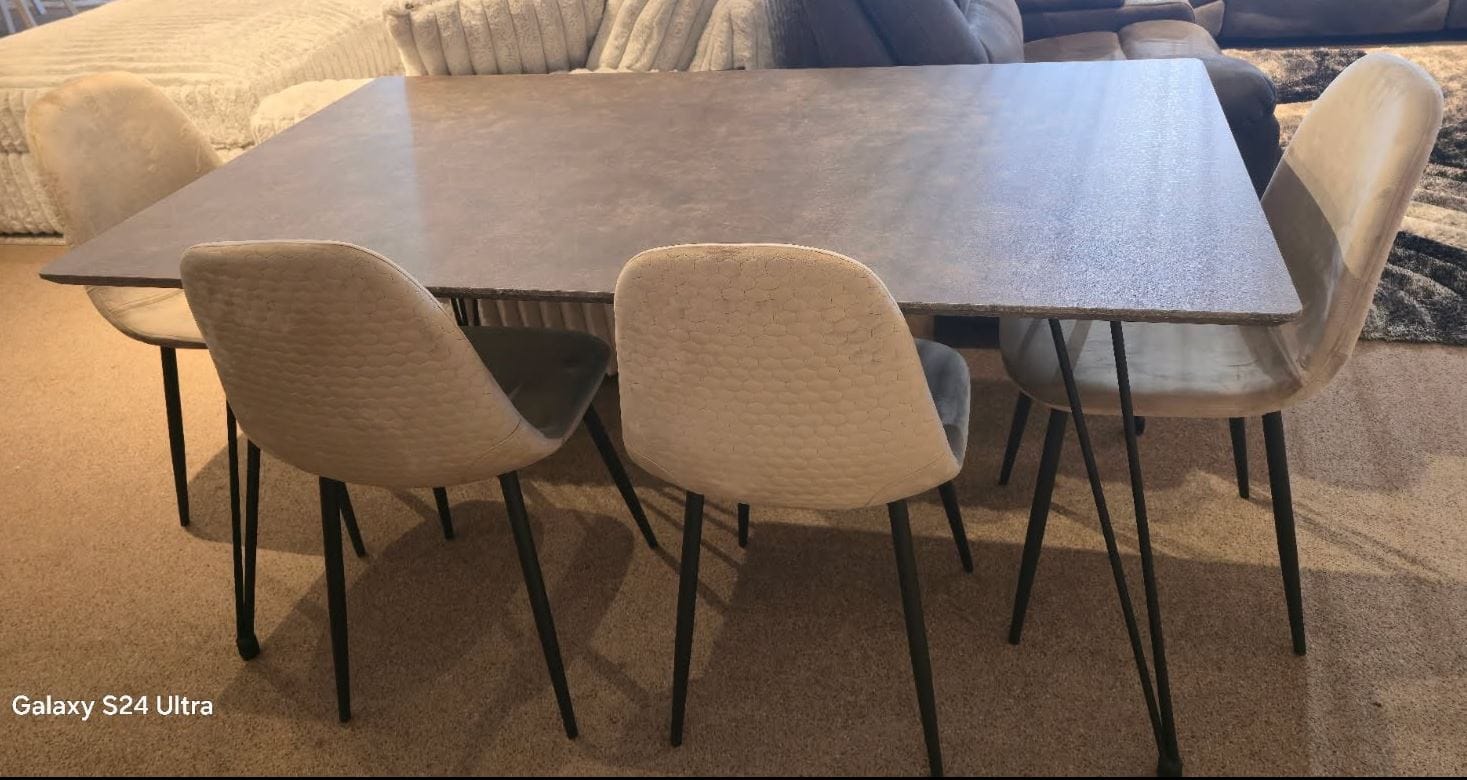 ROME TAUPE TABLE AND 4 CHAIRS SET