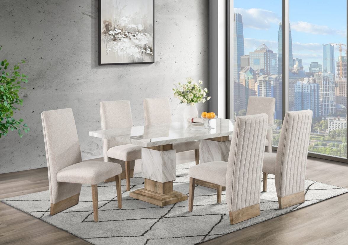 NATURAL DINING TABLE AND 4 CHAIRS