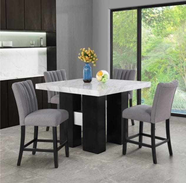 WHITE BAR TABLE WITH 4 CHAIRS