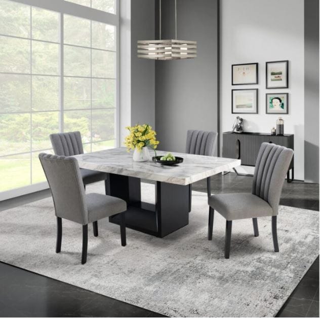 BLACK DINING TABLE + 4 DINING CHAIRS