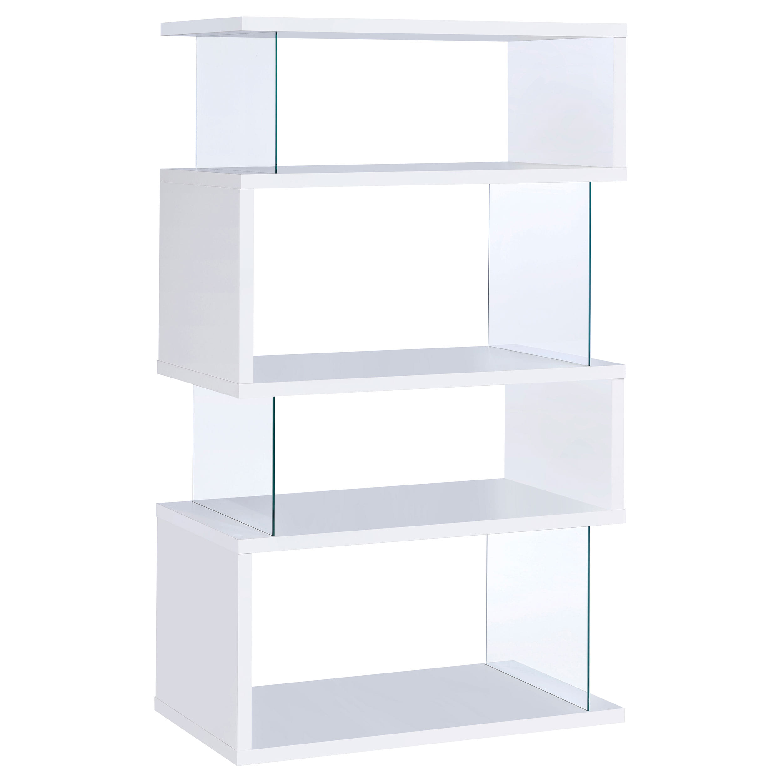 Emelle 4-shelf Bookcase with Glass Panels White