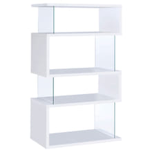 Emelle 4-shelf Bookcase with Glass Panels White