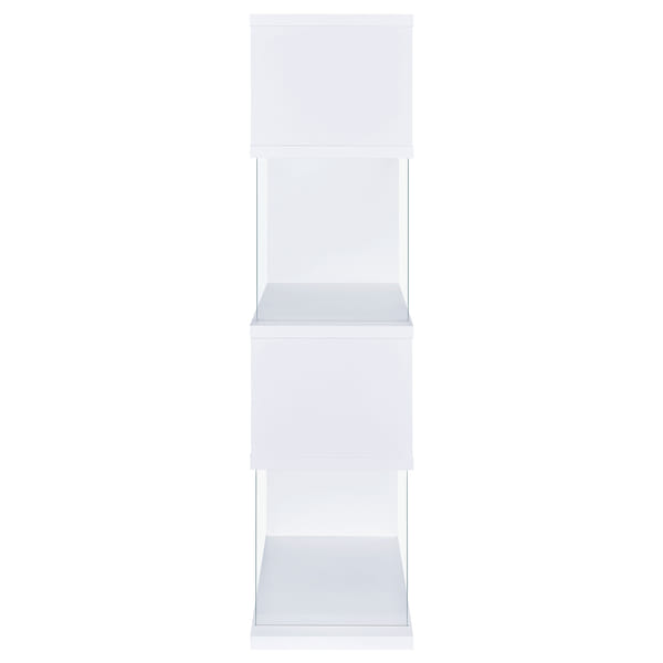 Emelle 4-shelf Bookcase with Glass Panels White