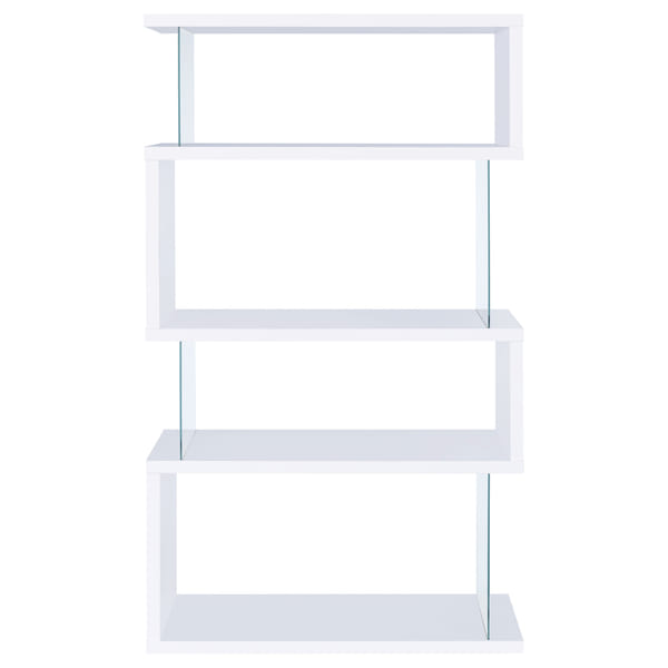 Emelle 4-shelf Bookcase with Glass Panels White