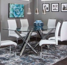 Malis 5-PC Glass Dinning Table and 4 Light Gray Chairs