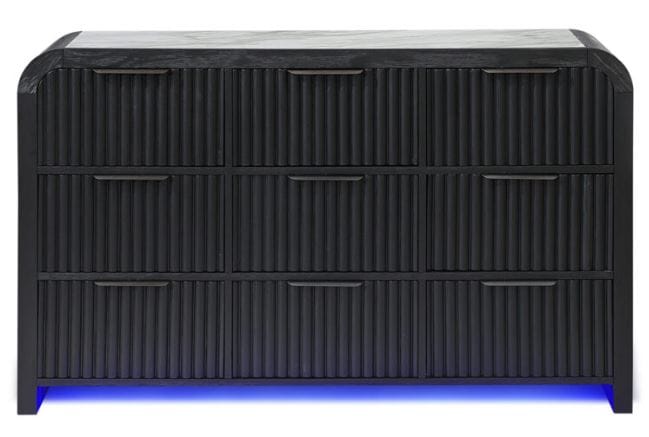 OREGON WHT/BLK DRESSER W/ LED