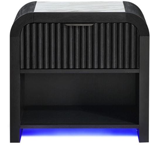 OREGON WHT/BLK NIGHTSTAND W/LED & SPEAKER