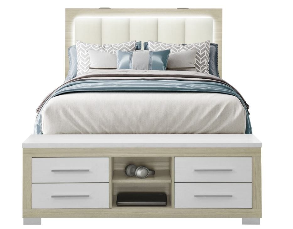 ADISON NATURAL/WHITE QUEEN BED