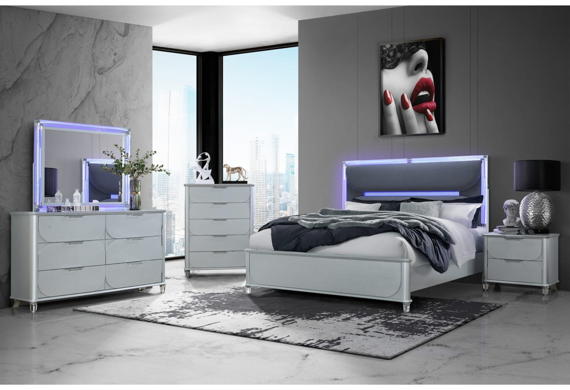 Sylvano Silver Queen Bed Group