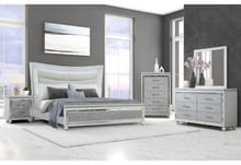 CLARISSE WHITE QUEEN BED GROUP - BED, DRESSER, MIRROR, NIGHT STAND
