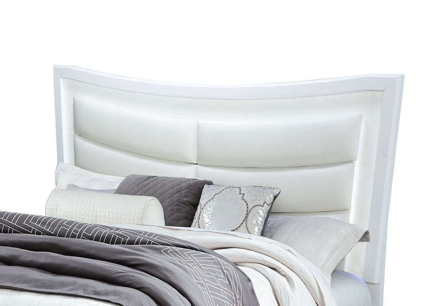 CLARISSE WHITE QUEEN BED GROUP - BED, DRESSER, MIRROR, NIGHT STAND