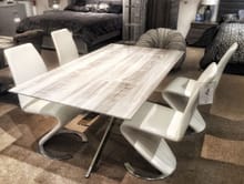 MODERN 5PC DINING SET / MARBLE GLASS TABLE + 4 CHAIRS IN WHITE