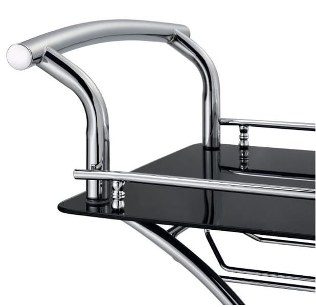 Eldran 2-Tier Black Glass & Chrome Bar Cart