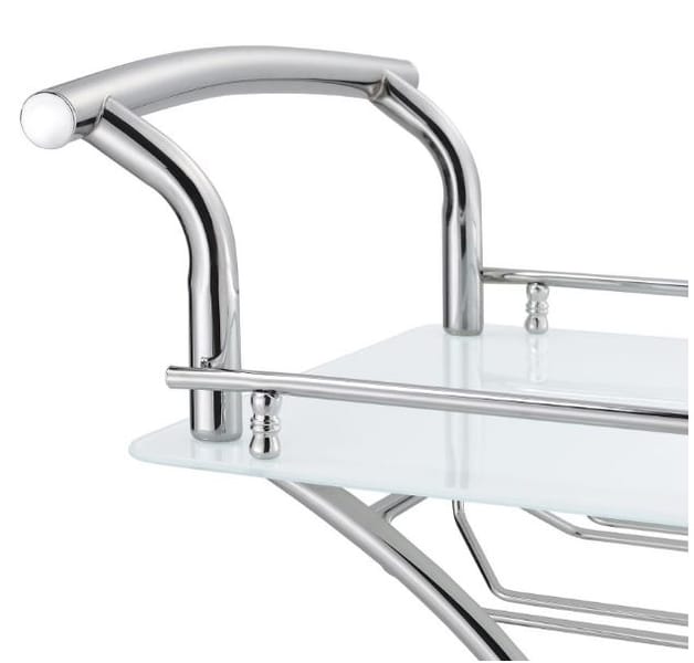 Eldran 2-Tier White Glass & Chrome Bar Cart