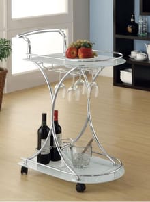 Eldran 2-Tier White Glass & Chrome Bar Cart