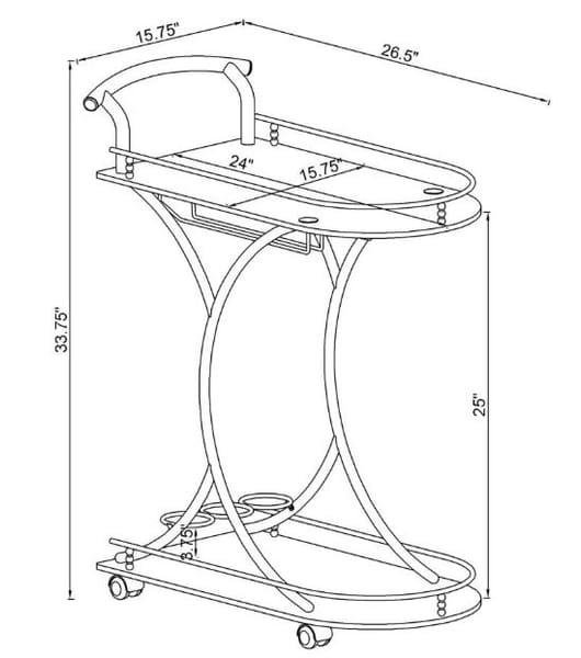Eldran 2-Tier White Glass & Chrome Bar Cart