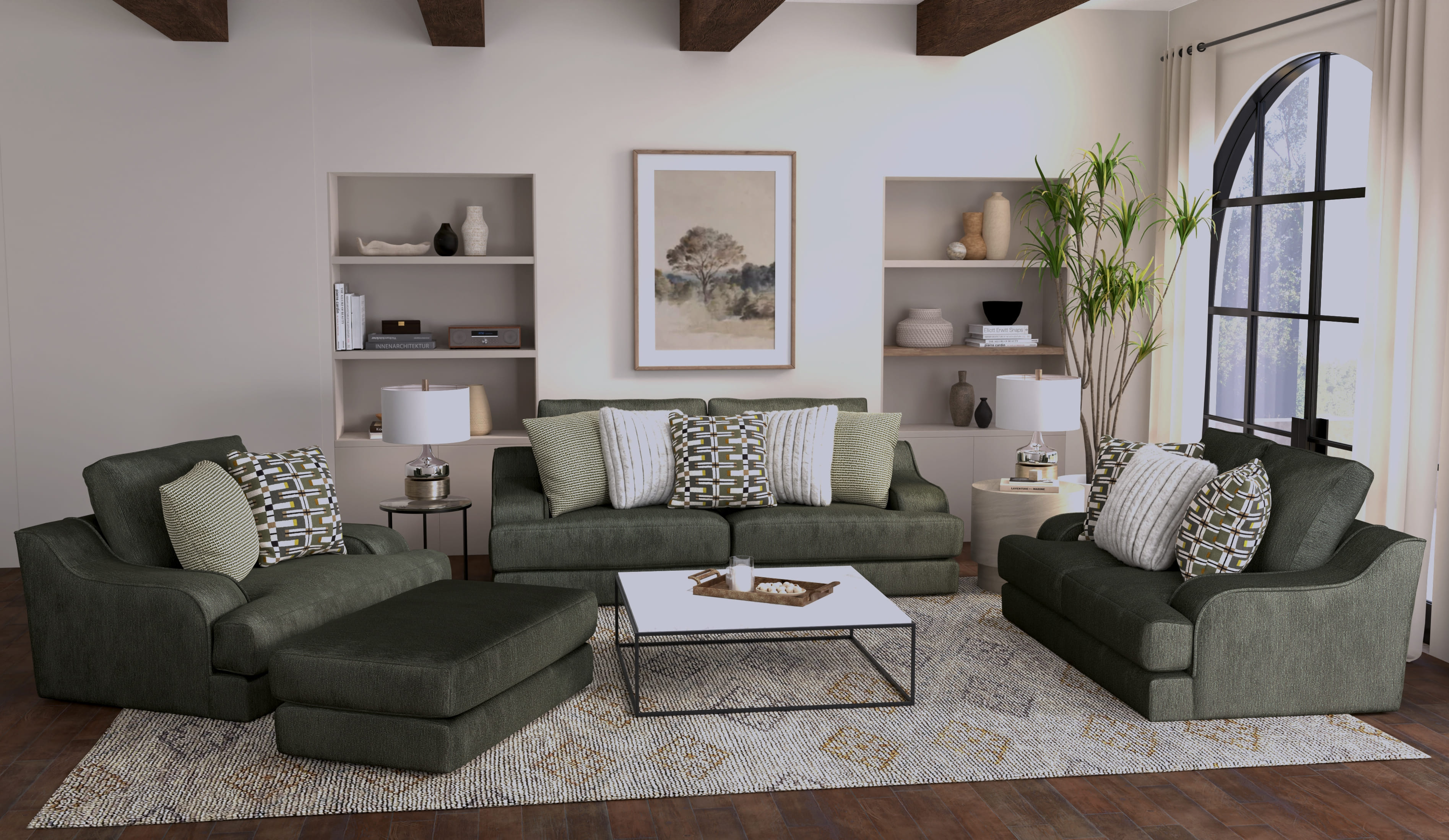 Emerald Haven Sofa & Loveseat Set in Ireland Green