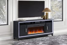 LILY DARK GREY ENTERTAINMENT UNIT 72 INCH W/ LED, SPEAKERS, CRYSTAL INSERTS