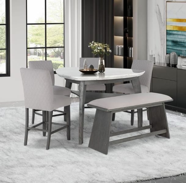 LUXURY SUEDE GREY BAR BENCH