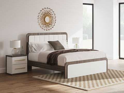 Kendanport Queen Upholstered Bed with LED Headboard