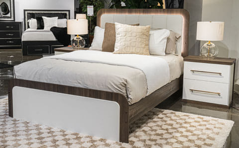 Kendanport King Upholstered Bed with LED Headboard