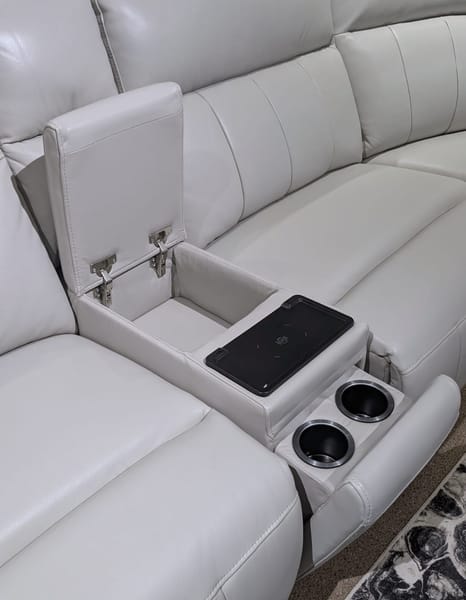 BOSTON LIGHT GREY LEATHER POWER RECLINING SECTIONAL