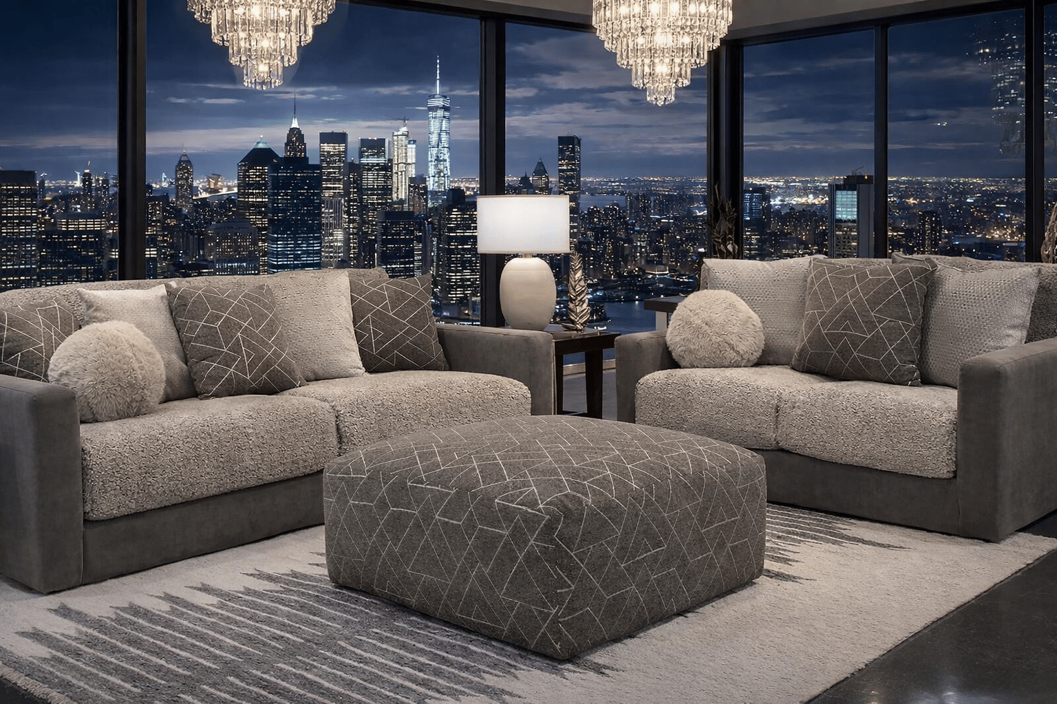 Reddington Sofa & Loveseat Set in Umber/Fawn
