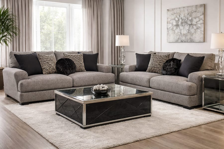 AVA SOFA AND LOVESEAT SET - PEPPER COLOR