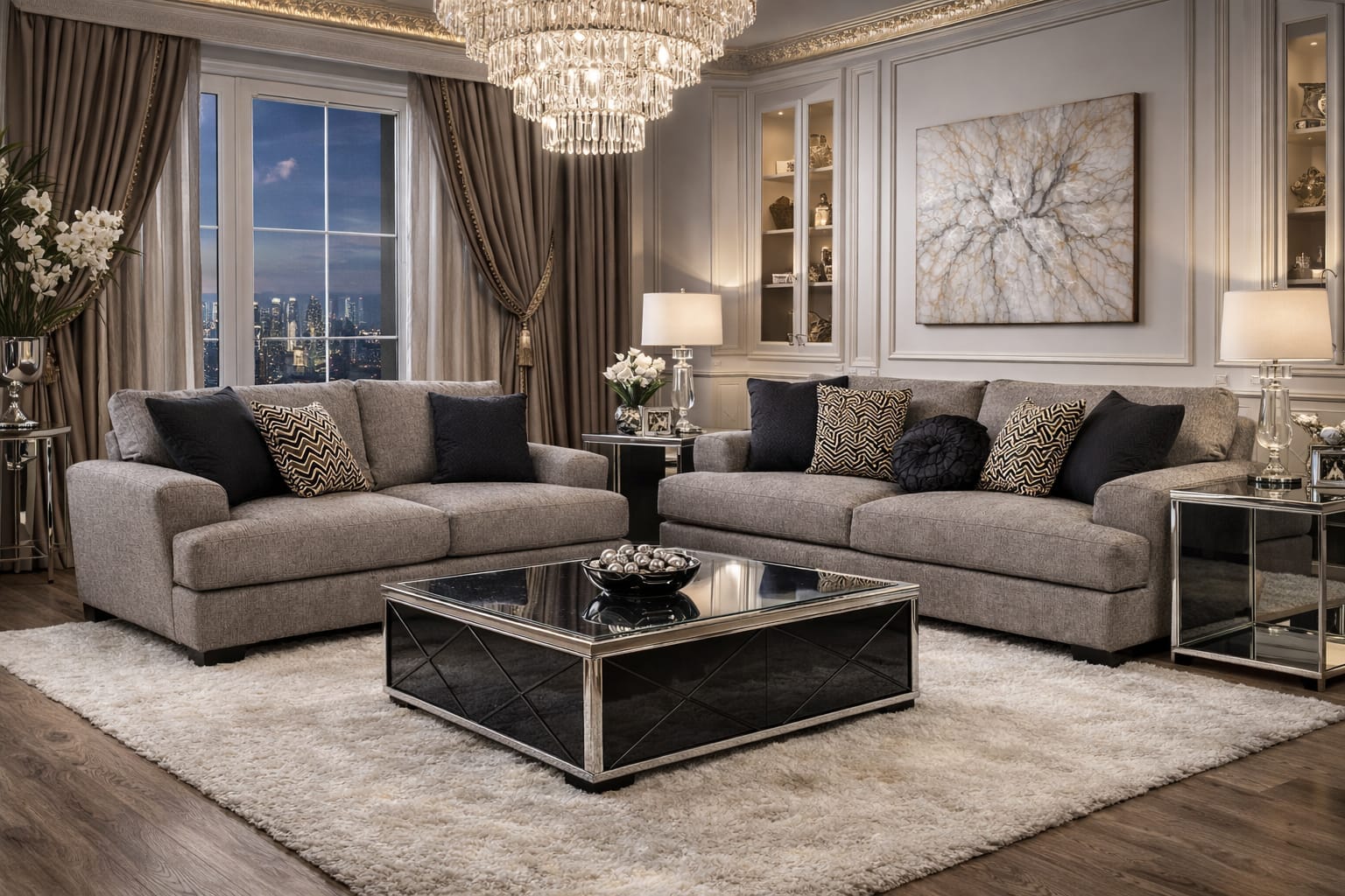AVA SOFA AND LOVESEAT SET - PEPPER COLOR