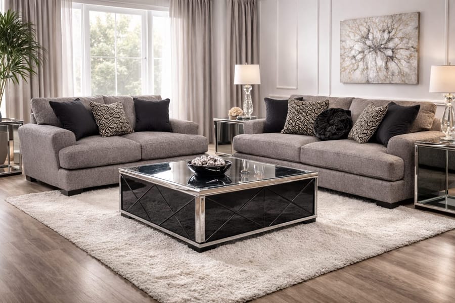 AVA SOFA AND LOVESEAT SET - PEPPER COLOR