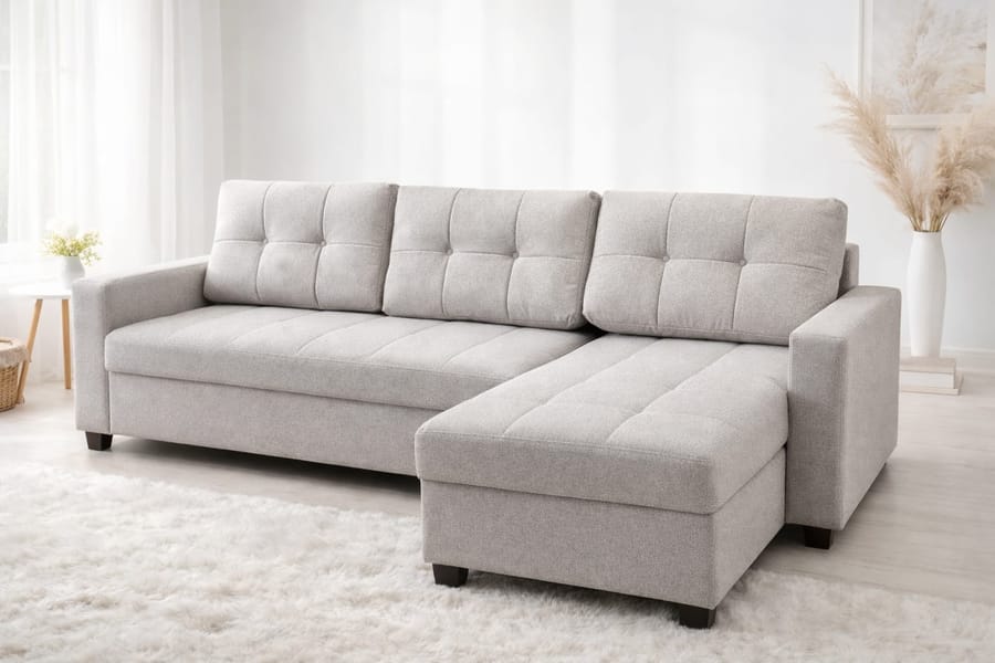 MOCCA DUPONT GREY REVERSIBLE SLEEPER SECTIONAL WITH STORAGE