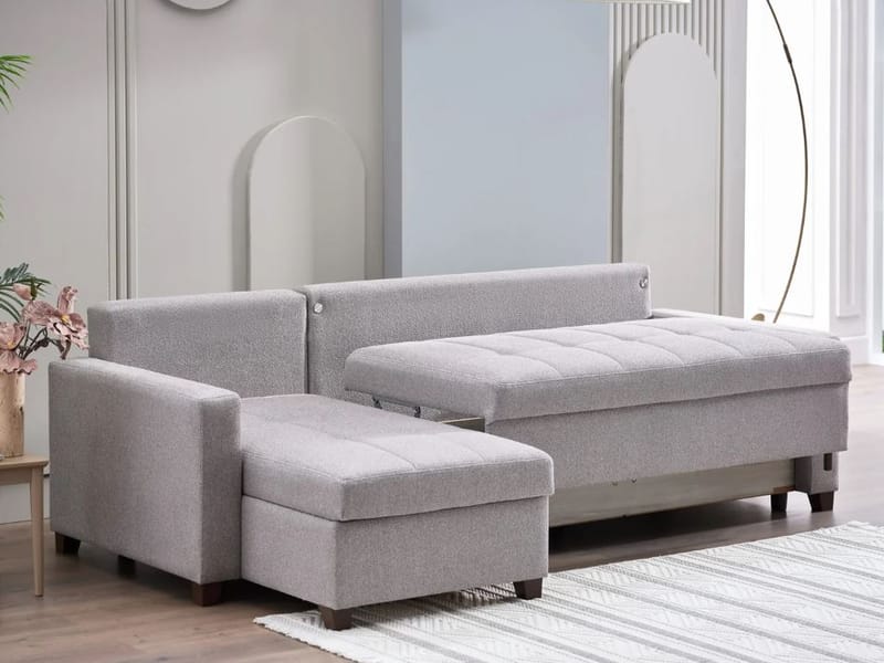 MOCCA DUPONT GREY REVERSIBLE SLEEPER SECTIONAL WITH STORAGE