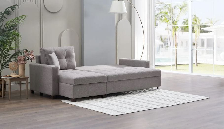 MOCCA DUPONT GREY REVERSIBLE SLEEPER SECTIONAL WITH STORAGE