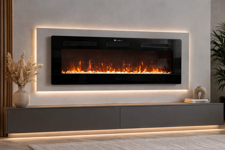 CHICAGO 60" WALL ELECTRIC FIREPLACE WITH HEATER