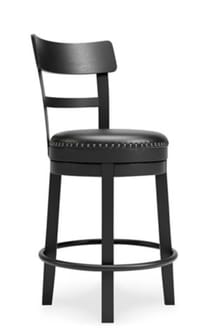 VALEBECK UPHOLSTERED SWIVEL BARSTOOL – BLACK