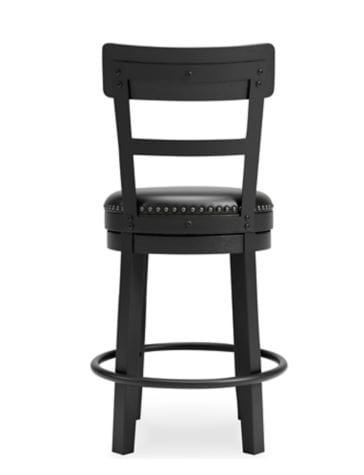 VALEBECK UPHOLSTERED SWIVEL BARSTOOL – BLACK