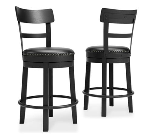 VALEBECK UPHOLSTERED SWIVEL BARSTOOL – BLACK