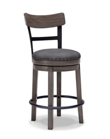 CAITBROOK UPHOLSTERED SWIVEL BARSTOOL – GRAY