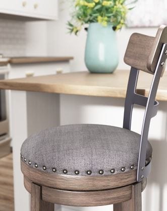 CAITBROOK UPHOLSTERED SWIVEL BARSTOOL – GRAY