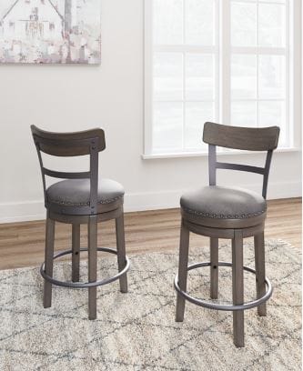 CAITBROOK UPHOLSTERED SWIVEL BARSTOOL – GRAY